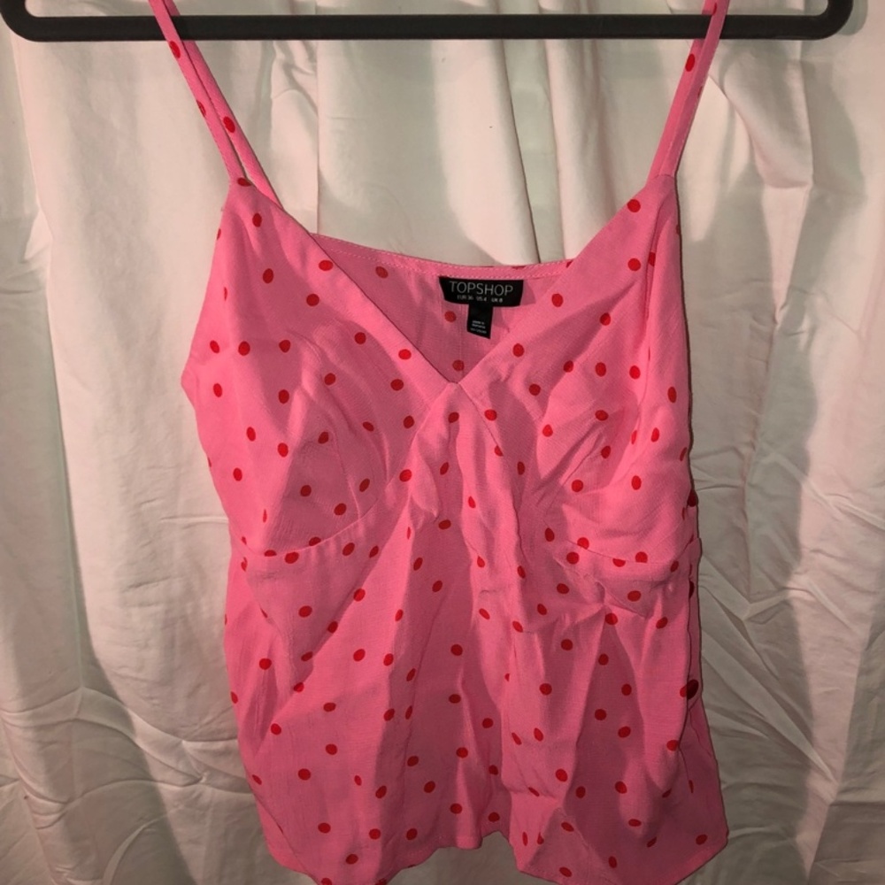 topshop pink polka dot tank top